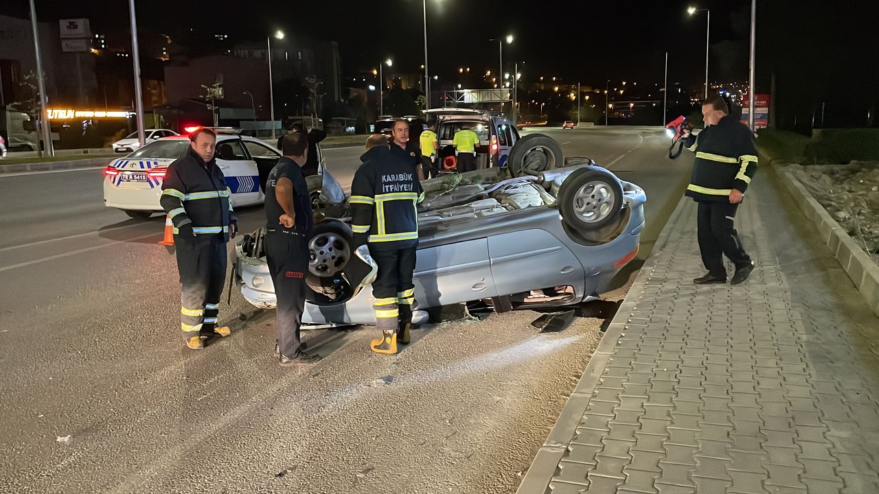 Karabük'te devrilen otomobilin sürücüsü yaralandı