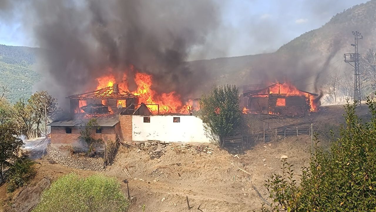 Kastamonu’da köy yangını: 7 ev, 3 samanlık alevlere teslim oldu