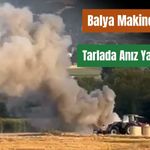 Bolu’da balya makinesi yandı, tarlada anız yangını çıktı