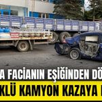 Bolu’da facianın eşiğinden dönüldü: Tüp yüklü kamyon kazaya karıştı