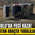 Bolu-Mudurnu yolunda virajı alamayan araç yan yattı: 2 yaralı