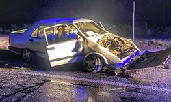 Refüje Çarpan Otomobilin Sürücüsü Yaralandı