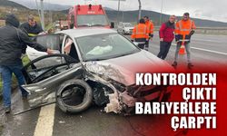 Bolu'da otomobil bariyerlere çarptı