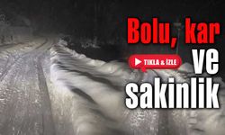 Bolu’da gece yarısı çekilen kar görüntüsü güzelliğiyle büyüledi