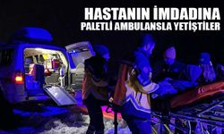 Yoğun kar yağışının olduğu köydeki hastaya paletli ambulansla ulaşıldı