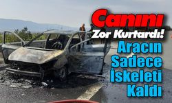 Anadolu otoyolu'nda seyir halindeki otomobil yandı