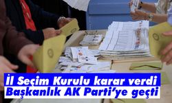 İl Seçim Kurulu karar verdi başkanlık AK Parti’ye geçti