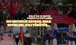 Bolu'daki 19 Mayıs kutlamalarında, 105 metrelik Türk bayrağı taşındı