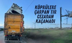 Köprülere çarpan aşırı yüklü tıra 7 bin 710 lira ceza