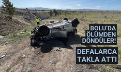 Bolu’da ölümden döndüler! defalarca takla attı