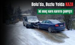 Buz tutan yolda kafa kafaya çarpıştılar