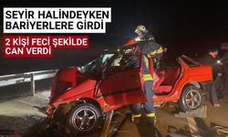 Bariyerlere giren otomobil, iki kişiye mezar oldu