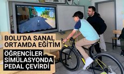 Öğrenciler bisiklet simülasyonuyla sanal ortamda pedal çevirdiler