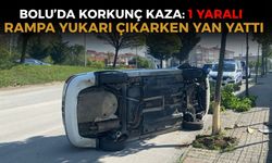 Otomobil rampa yukarı çıkarken yan yattı: 1 yaralı