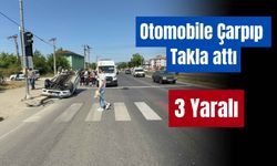 Yayaya yol veren otomobile çarpıp takla attı: 3 yaralı