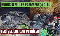 Motosikletliler paramparça oldu feci şekilde can verdiler