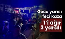 Gece yarısı feci kaza 1’i ağır 3 yaralı