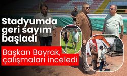 Stadyumda geri sayım başladı Başkan Bayrak, çalışmaları inceledi