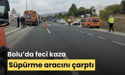 Bolu'da yol süpürme aracına çarptı