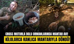 Cross motoruyla dağa çıktı, kilolarca kanlıca mantarıyla döndü!