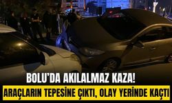 Zor olanı başardı, düz yolda araçların tepesine çıktı: Olay yerinden kaçtı