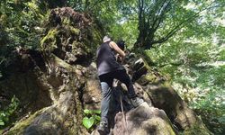 Zorlu şelale tırmanışının yorgunluğunu serin sularda attılar