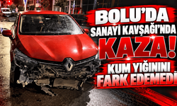 Bolu’da Sanayi Kavşağı’nda Kaza! Kum Yığınını Fark Edemedi