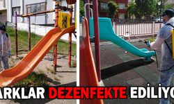 Parklar çocuklar için dezenfekte ediliyor