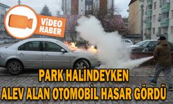 PARK HALİNDEYKEN ALEV ALAN OTOMOBİL HASAR GÖRDÜ