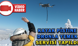 KARTALKAYA'DA KAYAK PİSTİNE DRONLA YEMEK SERVİSİ