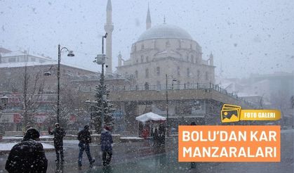 Bolu kent merkezinde, kar manzaraları