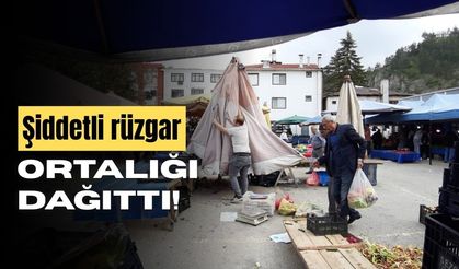 Sert rüzgar, pazar tezgahlarını dağıttı