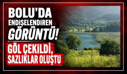 Bolu’da endişelendiren görüntü! Göl çekildi, sazlıklar oluştu