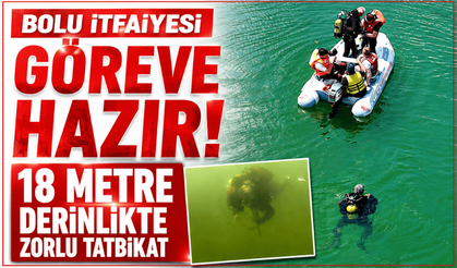 Bolu itfaiyesi, 18 metre derinlikte tatbikat yaptı!