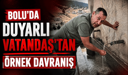 Duyarlı vatandaş, hayvanların su içtiği yosunlu çeşmeyi temizledi