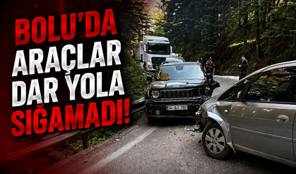 Bolu’da dar yola sığamayan araçlar, kafa kafaya çarpıştı