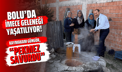 Seben Kaymakamı Güngör, köylülerle birlikte pekmez kaynattı