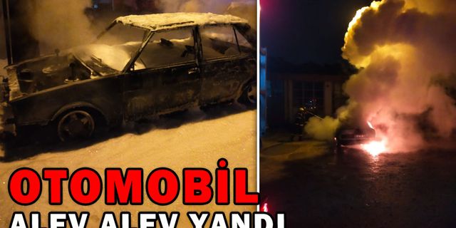 OTOMOBİL ALEV ALEV YANDI, GERİYE DEMİR YIĞINLARI KALDI