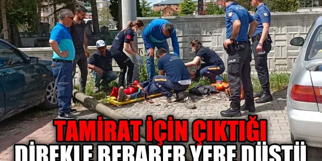 TELEFON DİREĞİ KÖKÜNDEN KIRILARAK DEVRİLDİ: 1 YARALI
