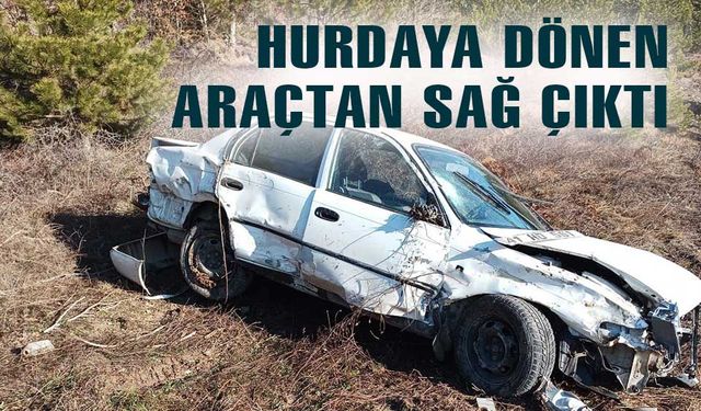 Göynük'te devrilen otomobilin sürücüsü yaralandı