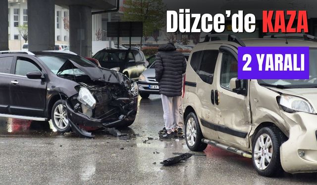 Düzce'de iki otomobil çarpıştı: 2 yaralı
