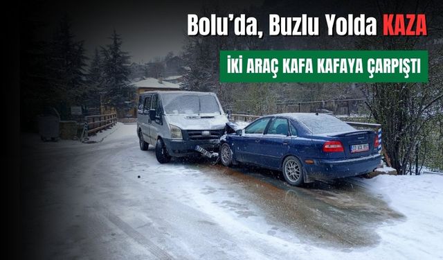 Buz tutan yolda kafa kafaya çarpıştılar