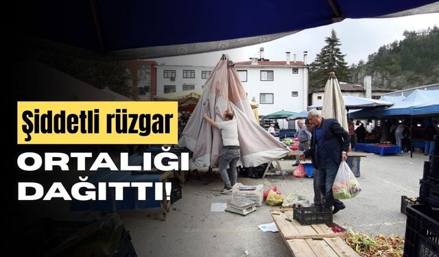 Sert rüzgar, pazar tezgahlarını dağıttı