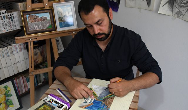 Tuvalinde insanı ve doğayı anlatan ressam, kent kimliğini yansıtan eserleriyle Düzce'yi tanıtıyor