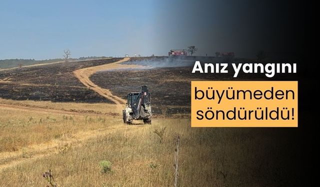 Anız yangını, ormana sıçramadan söndürüldü