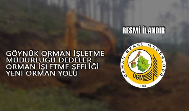 GÖYNÜK ORMAN İŞLETME MÜDÜRLÜĞÜ DEDELER ORMAN İŞLETME ŞEFLİĞİ YENİ ORMAN YOLU