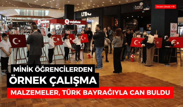 Bolu’da geri dönüştürülebilir malzemelerden, Türk Bayrağı yapıldı