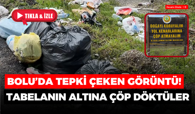Bolu’da tepki çeken görüntü: Tabelanın altına çöp döktüler