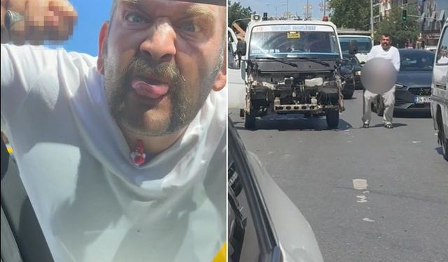 Trafik magandasından iğrenç hareketler! Önce dilini çıkardı, sonrası rezalet