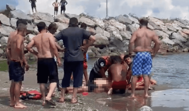 Boğulma tehlikesi geçiren vatandaşa dakikalarca kalp masajı yapıldı